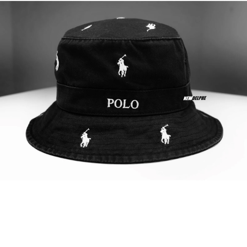 NWT POLO RALPH LAUREN MULTI PONY BEACHSIDE BUCKET HAT BLACK, DRK NAVY  S/M, L/XL